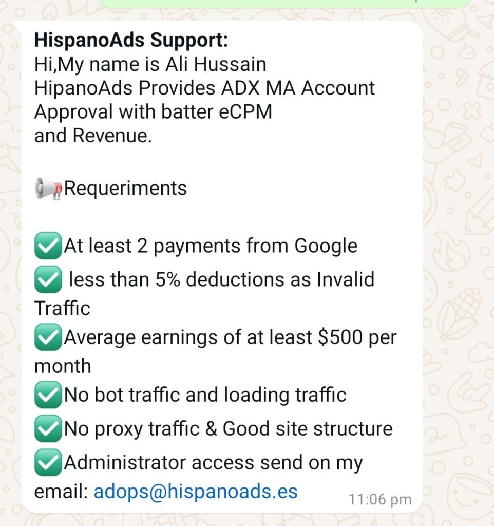How to get Hispanoads AdX approval For Free (2024)